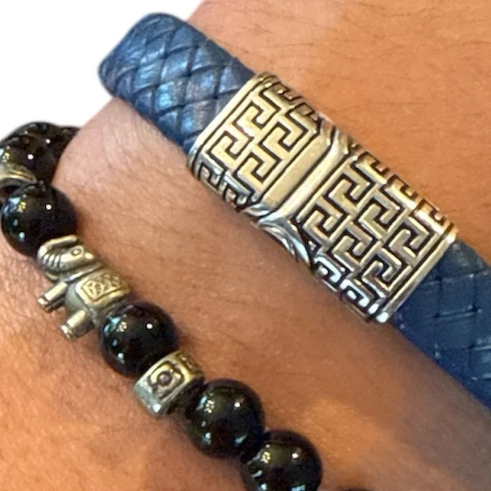 Men’s Blue and Black Jewelry Bracelet Set New no tags